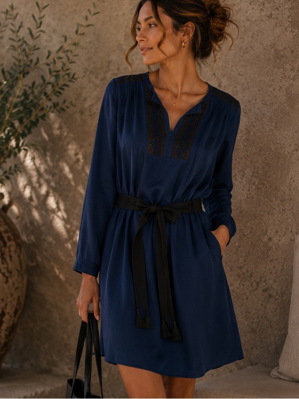 Madewell 100% Silk Embroidered Shift Tunic Prologue Small